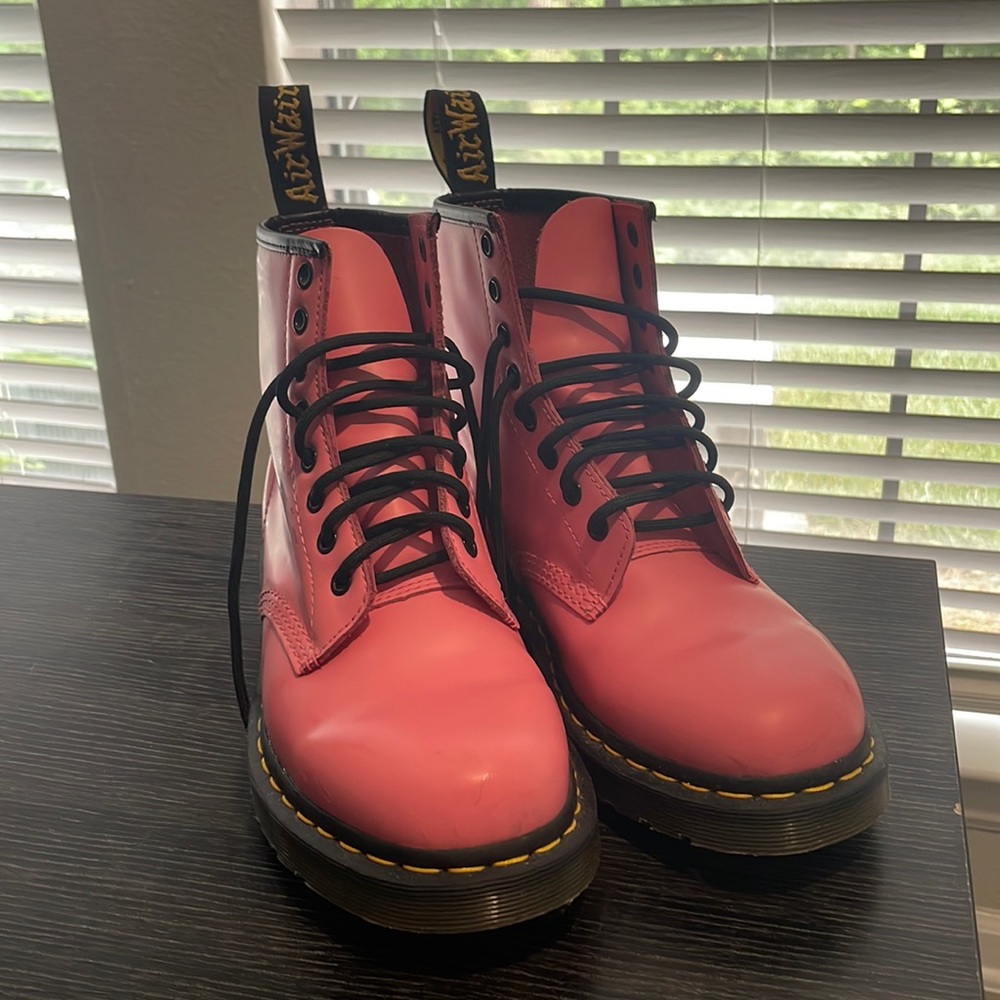 SOLD 1460 Women’s Patent Leather Lace Up Boot - Pink Dr. Martens